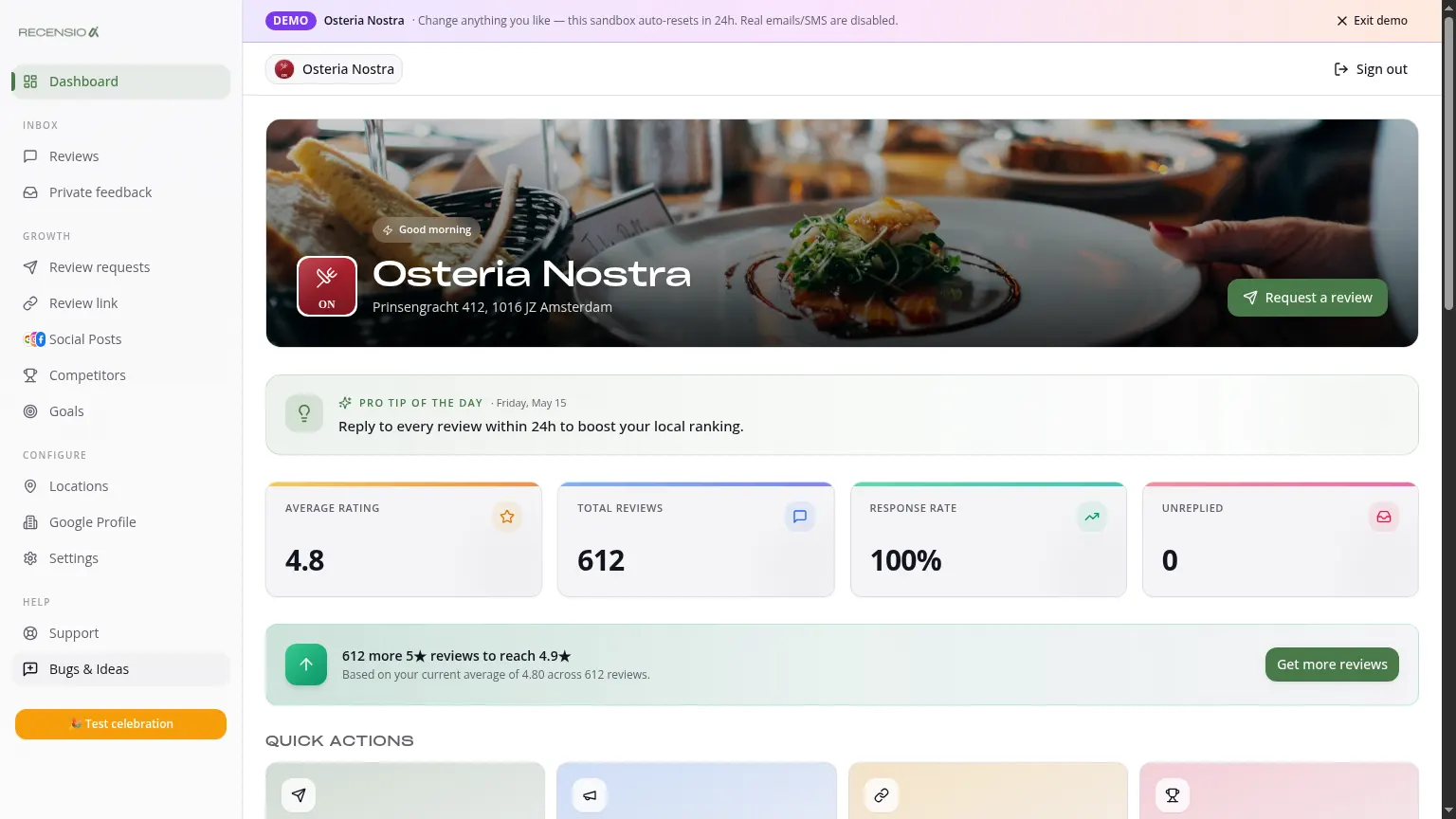 Dashboard tour - KPIs, sentiment & goals