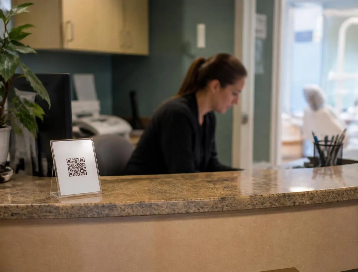 QR code at dentist reception