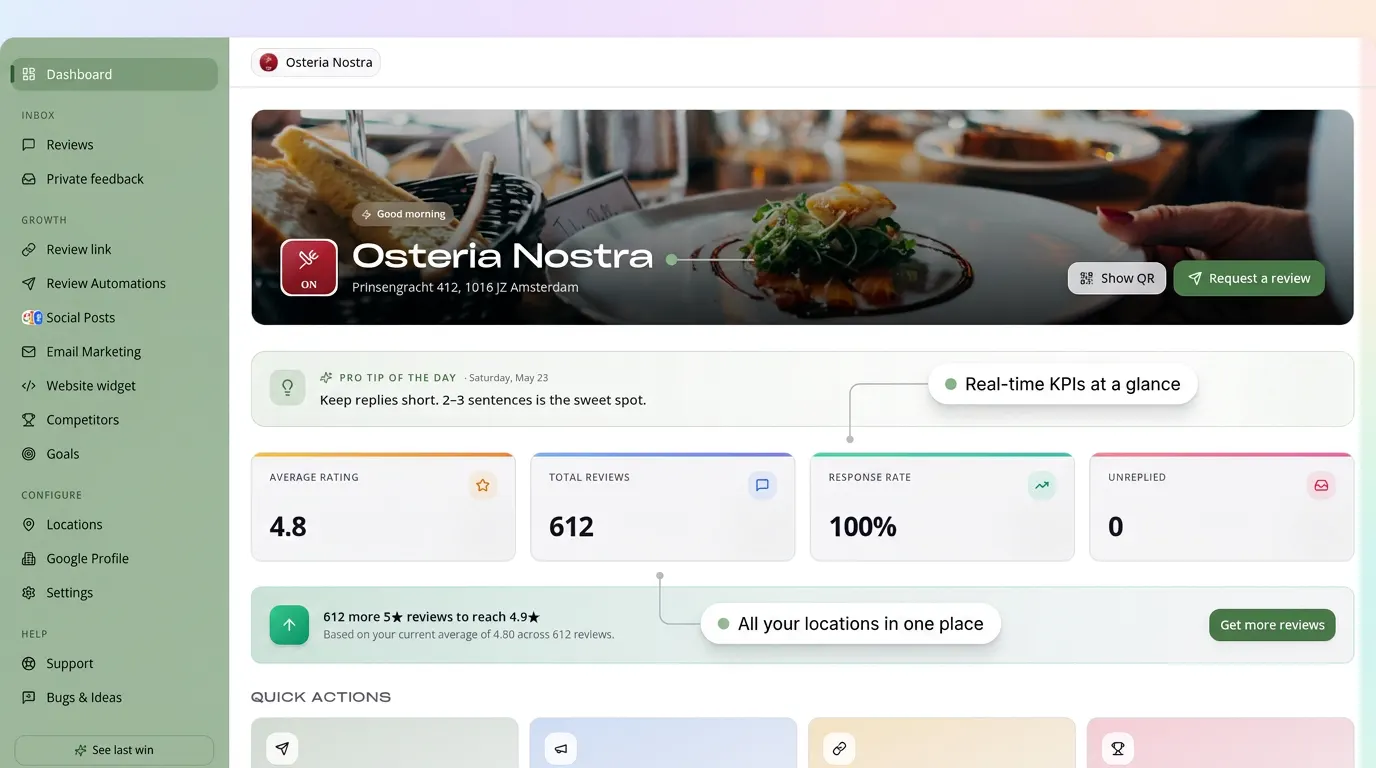 AI-generated reply to a Google review