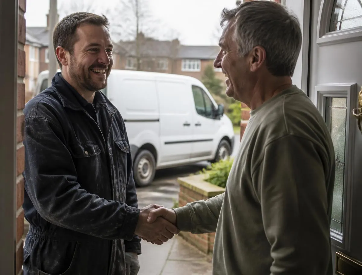 Happy customer shaking hands