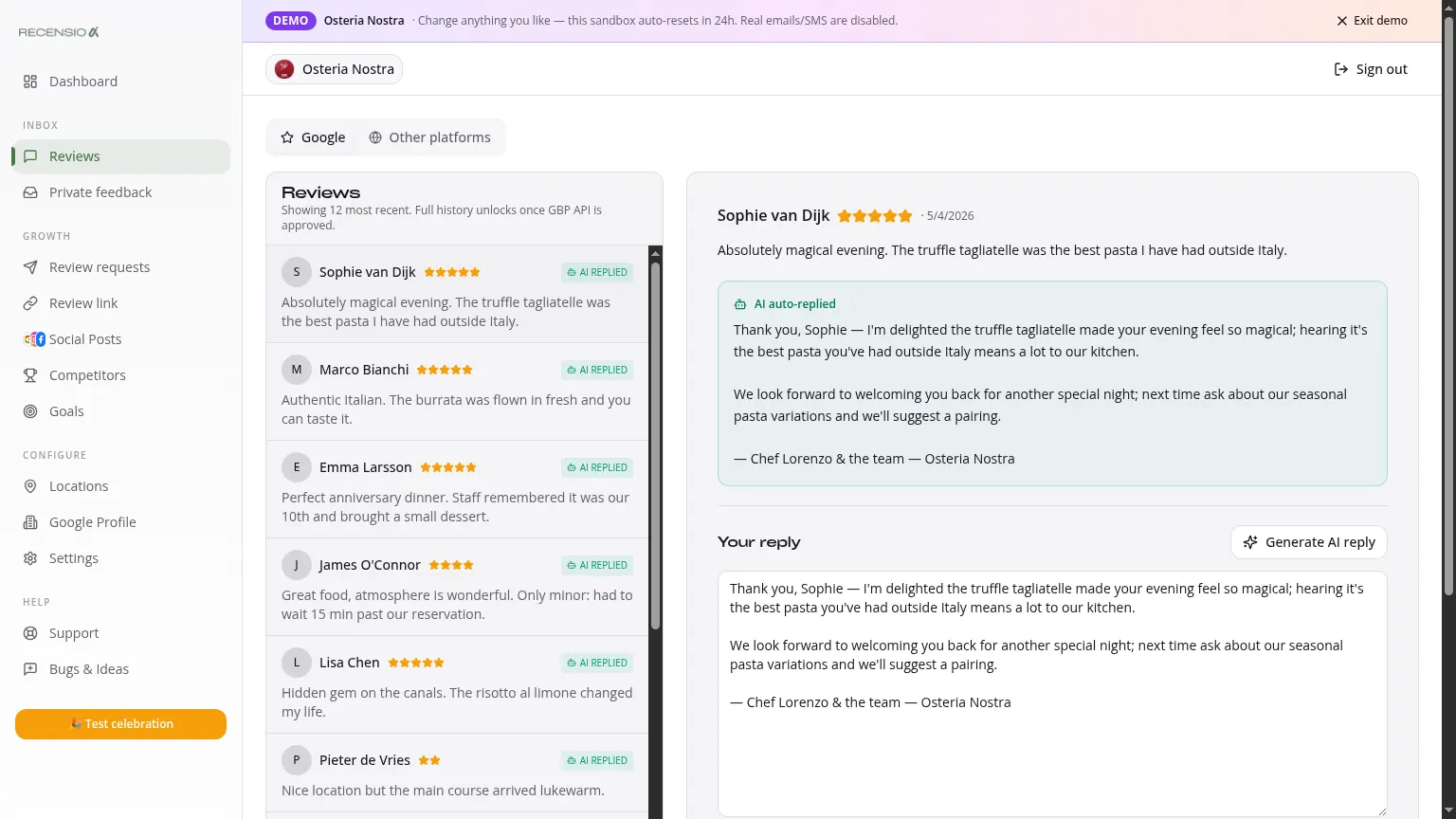 Reply to reviews with AI