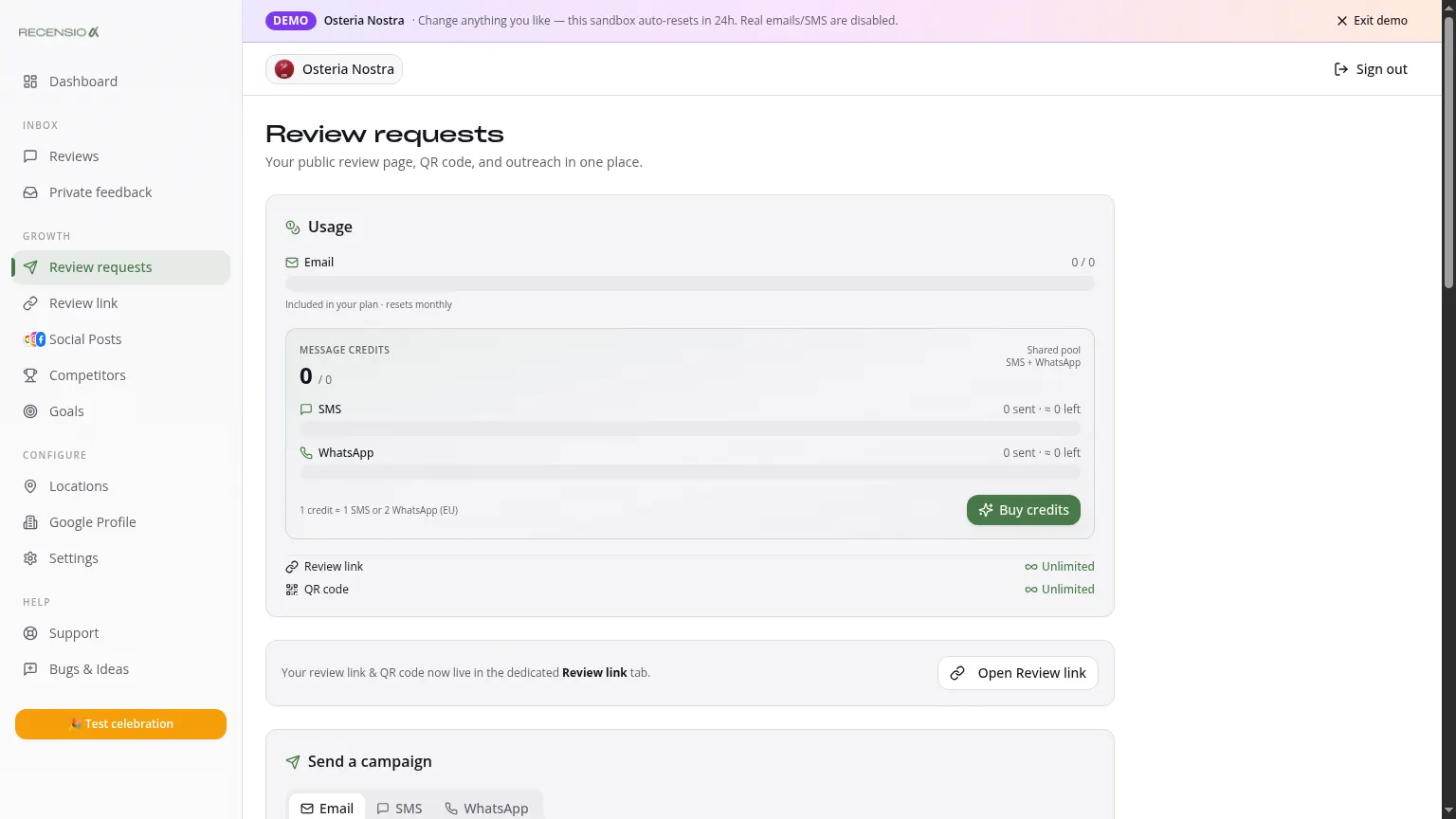 Send review requests